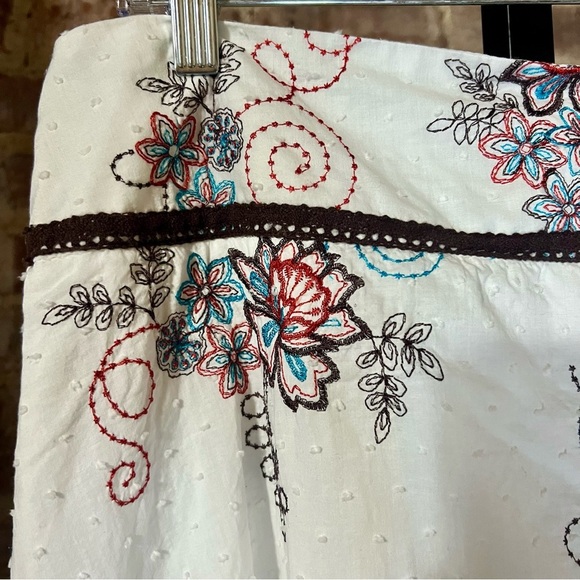Y2k HeartSoul Floral Embroidered White Midi Skirt -Size 12 -SK13 - Picture 2 of 7